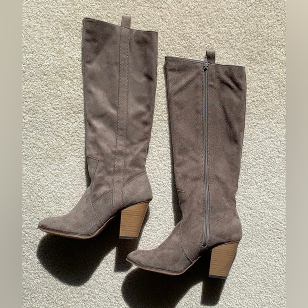 Faryl by Faryl Robin Suede Taupe Gray Knee High Anthropologie Boots 9.5